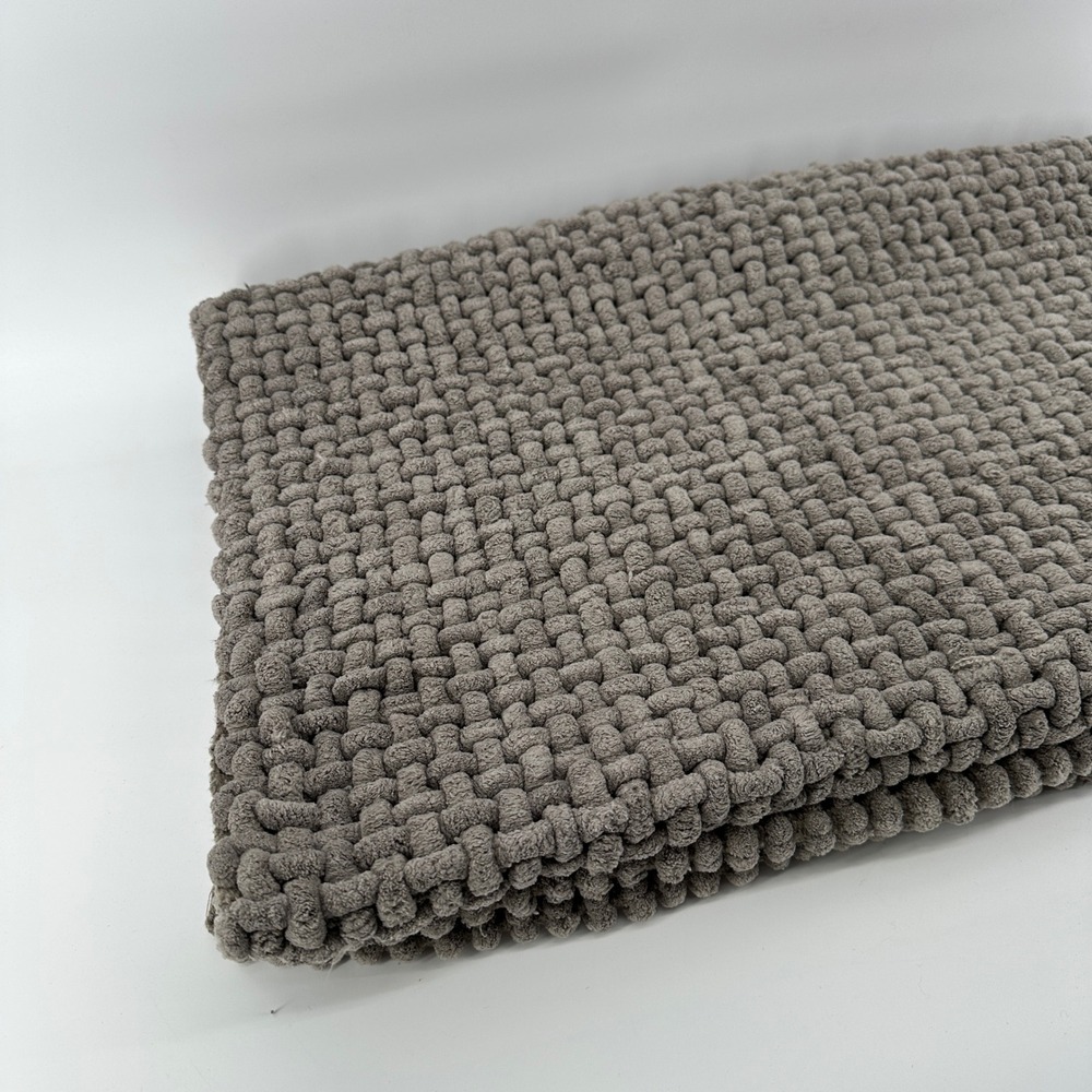 Beau Monde Grey Chunky Woven Runner Rug Mat Textured Cotton Blend 24x61